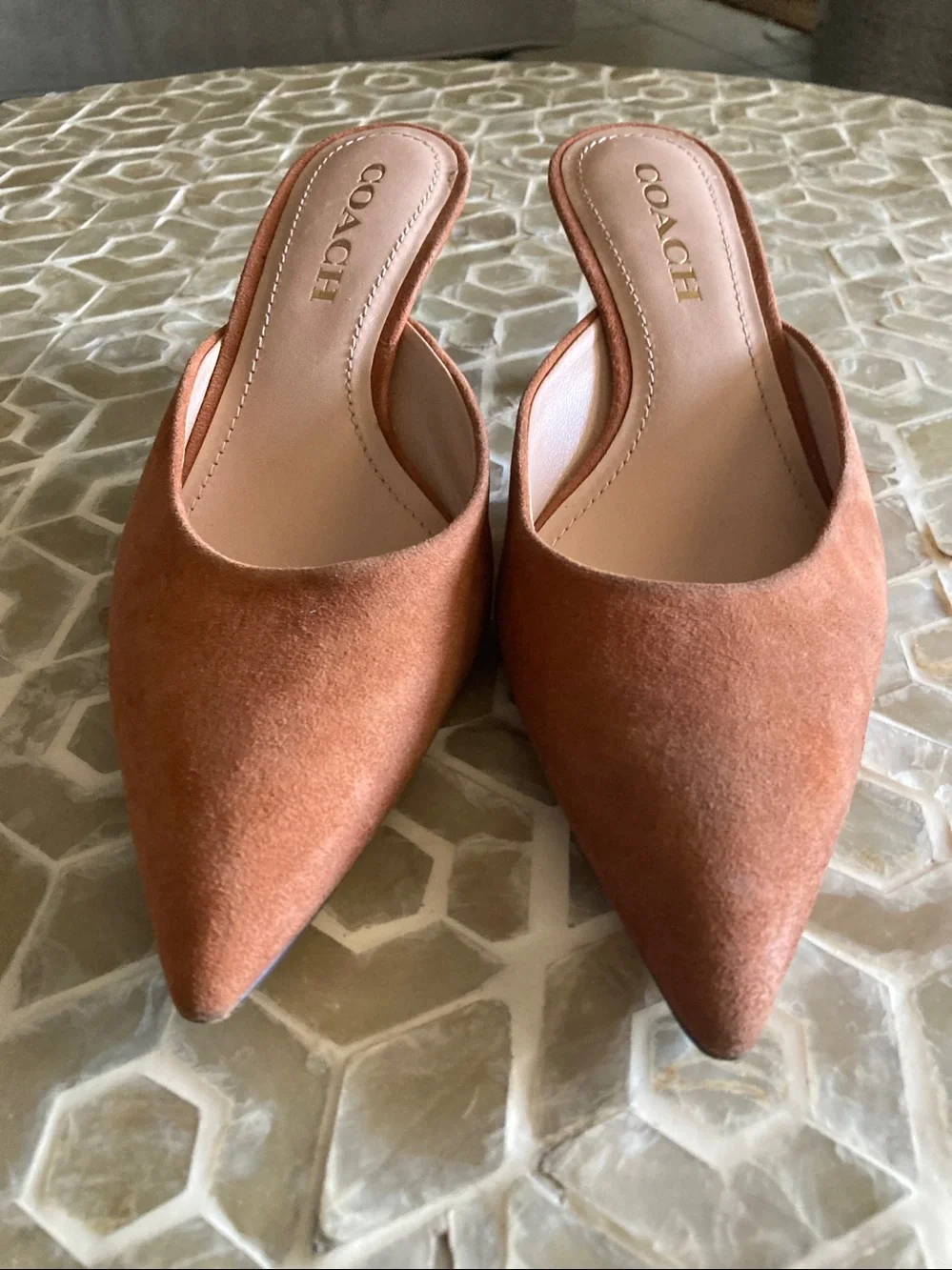 SOLD! Coach Renn Suede Mule in ‘Burnished Amber’ (5.5)
